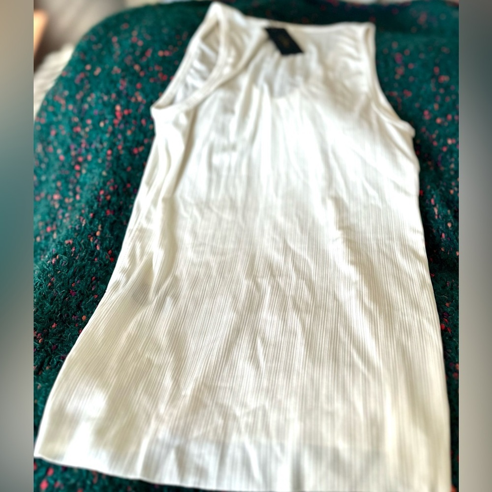 rag & bone Zoe Deep V Ribbed Tank White NWT Elevated Minimalist Top S - Picture 9 of 14